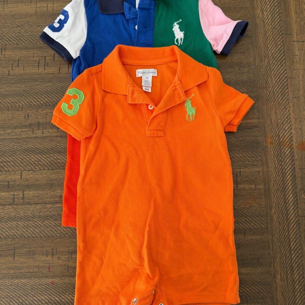 2 for $20 Babies Ralph Lauren Kids' Orange Polo Shirt with Green Logo